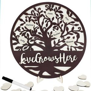 Love Grows Here Wooden Family Tree Sign